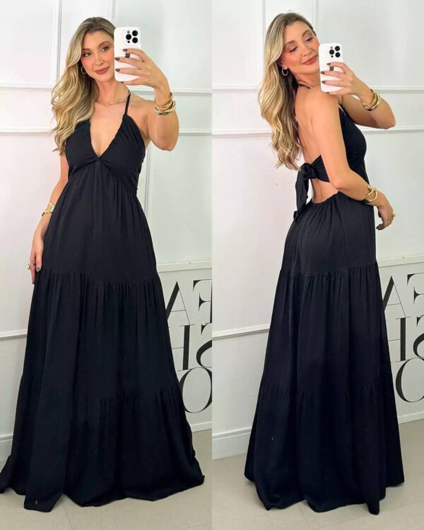 Vestido Longo Viscosarja Preto - Imagem 6