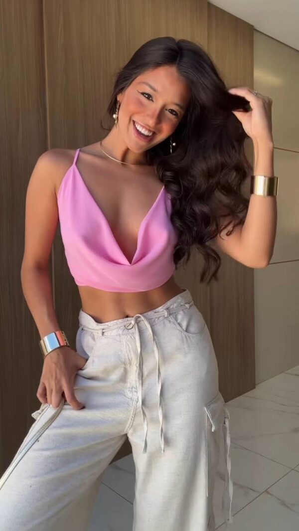 Cropped Gola Boba Crepe Rosa