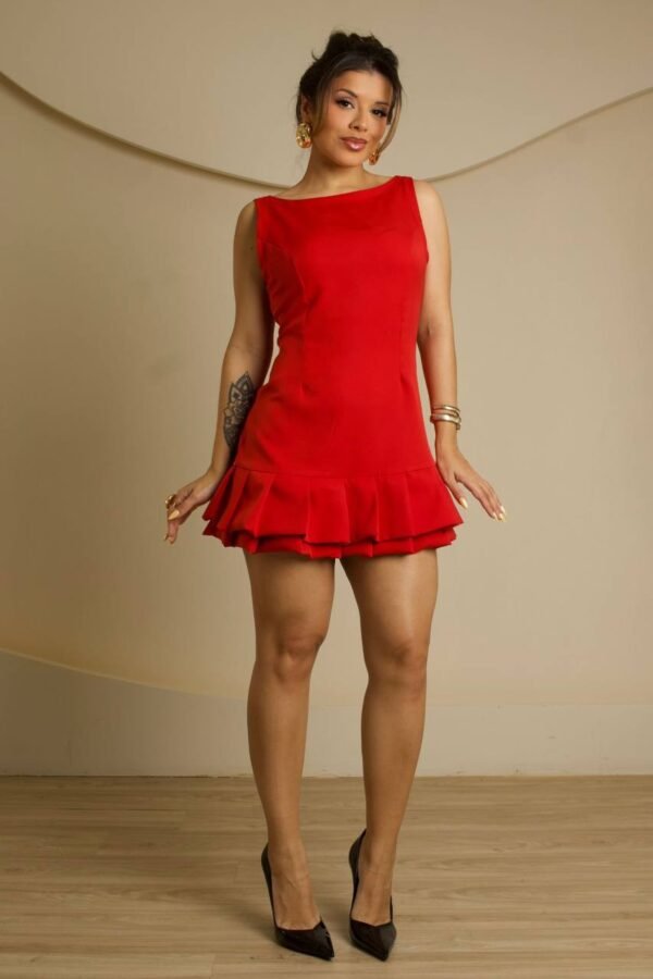 Vestido/macaquinho Babado Vermelho - Imagem 4