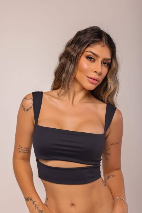 Cropped Honey Poliamida Preto