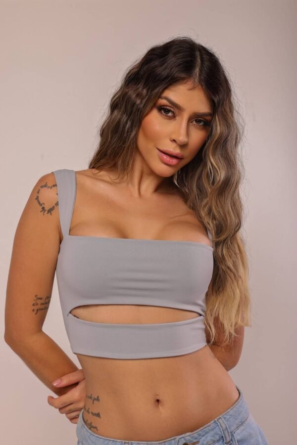 Cropped Honey Poliamida Cinza