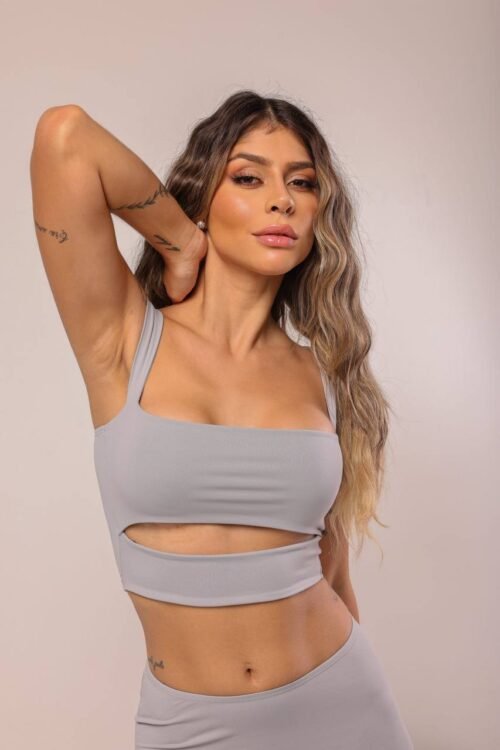 Cropped Honey Poliamida Cinza