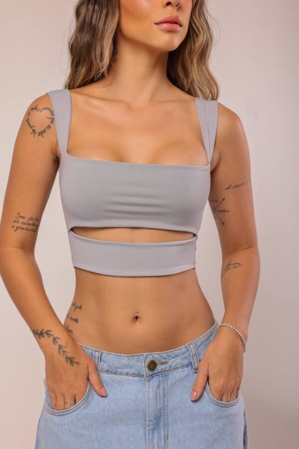 Cropped Honey Poliamida Cinza - Imagem 4