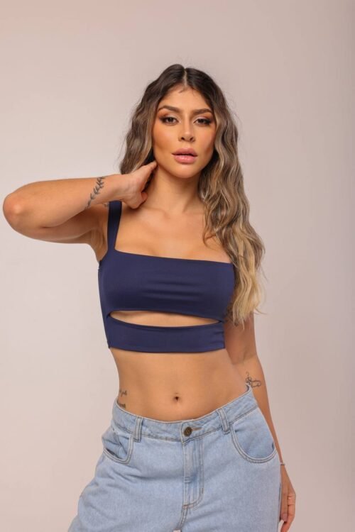 Cropped Honey Poliamida Azul