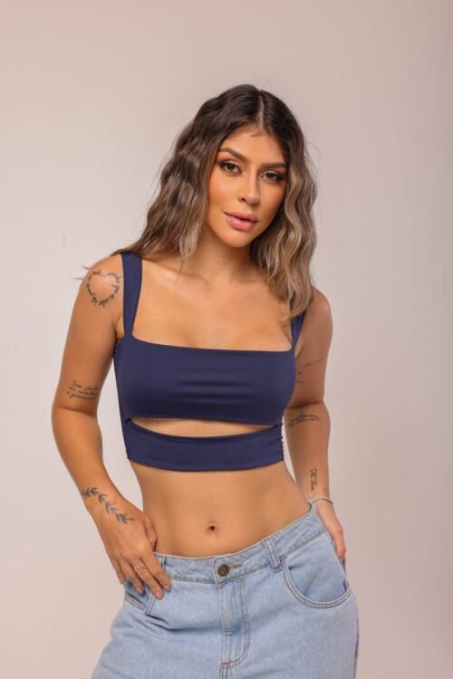 Cropped Honey Poliamida Azul
