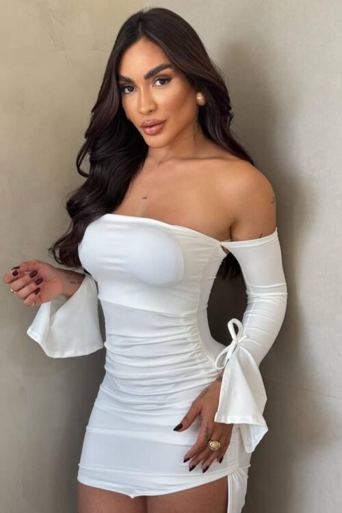 Vestido Suplex Manga Flare Off/Branco