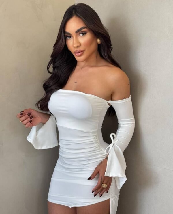 Vestido Suplex Manga Flare Off/Branco