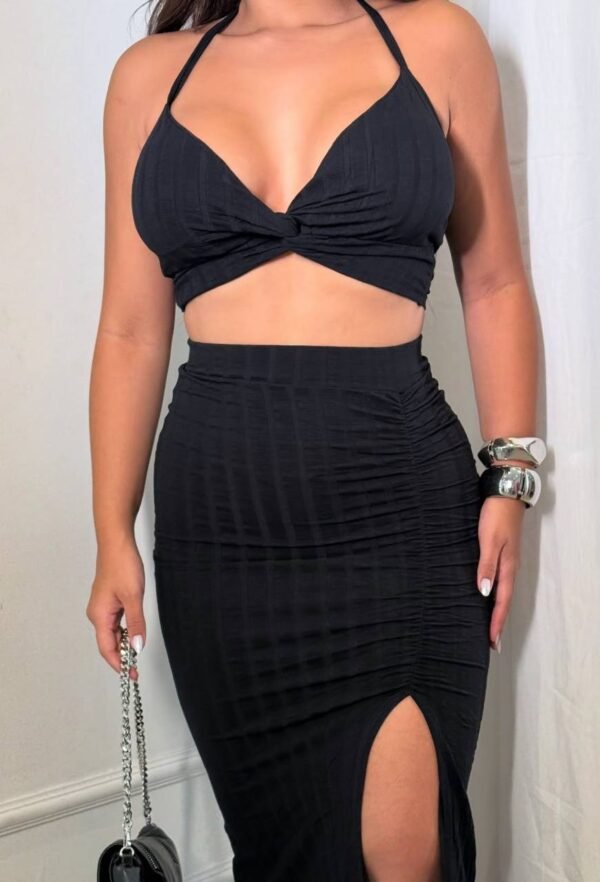 Conjunto Longo Canelado Premium Preto Nozinho - Imagem 2