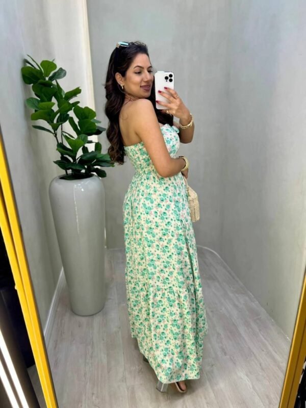 Vestido Longo Estampado Floral Viscolinho Verde - Imagem 2