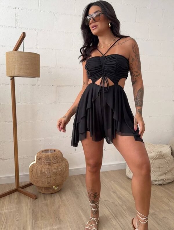 Vestido/macaquinho Aurora Tule Preto - Imagem 5