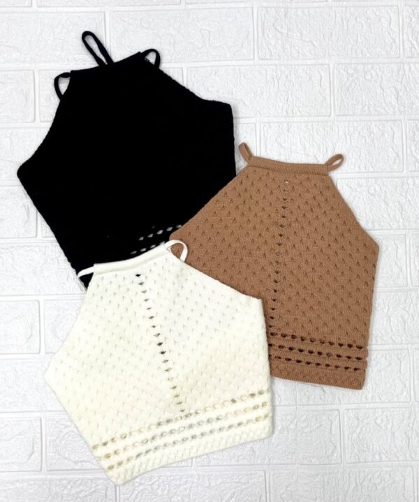 Cropped Modal Furadinho Branco/Off - Imagem 3