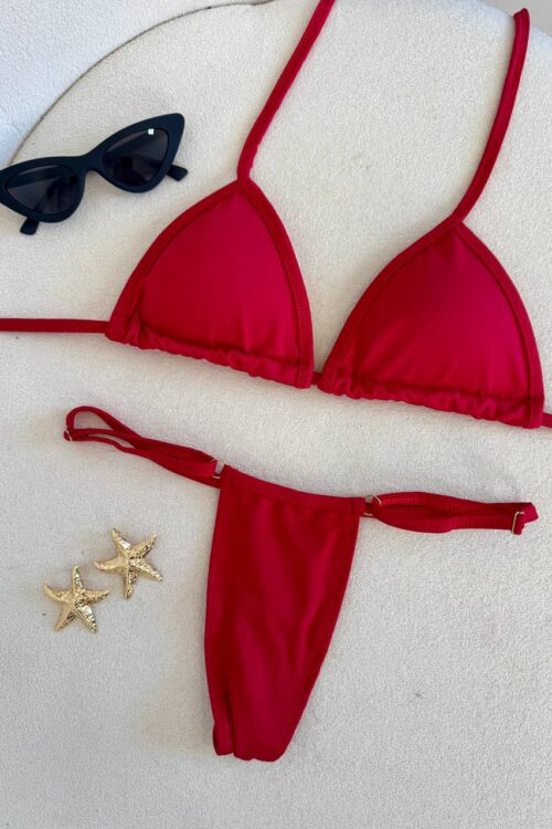 Biquíni Com Calcinha De Regulagem Vermelho