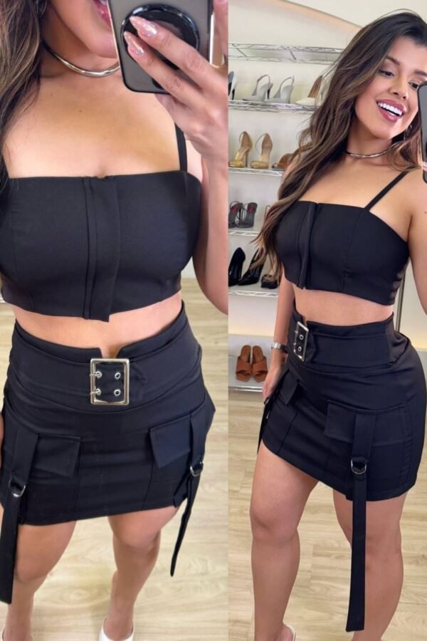 Conjunto Alfaiataria Cargo Fivela Prata Preto - Imagem 5