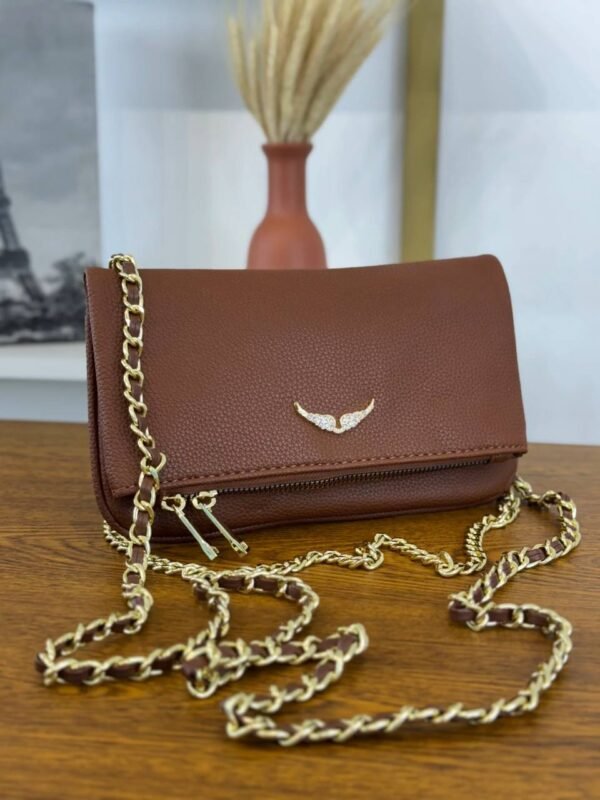 Bolsa 2 Alças Asas Dourado Marrom - Imagem 3