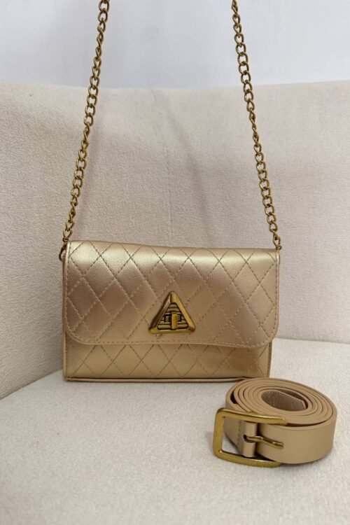 Bolsa + Cinto Dourada Luxo