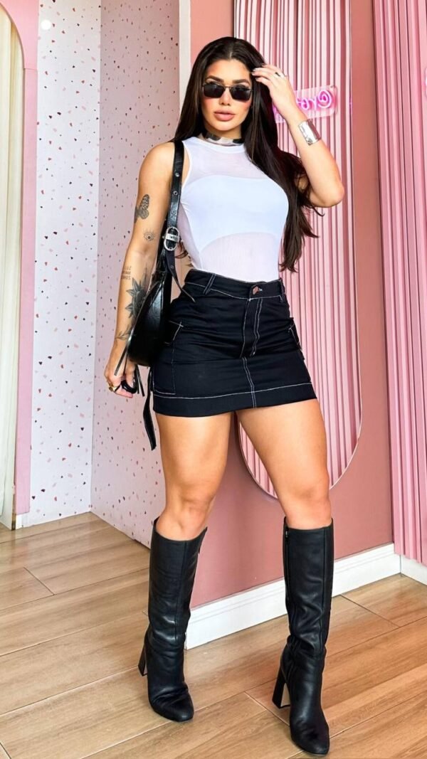 Body Cavado Tule Com Top Branco - Imagem 2