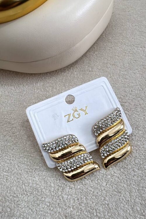 Brinco Luxo Ondas de Strass