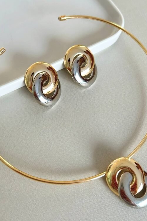 Kit De Colar Choker + Brinco 2 Banhos