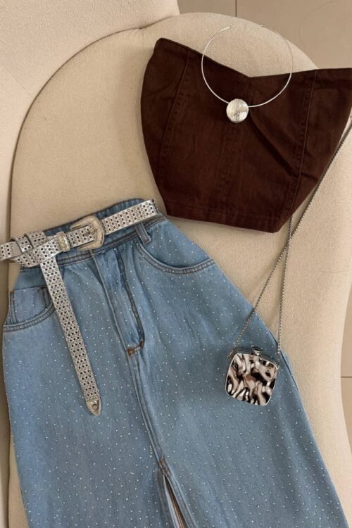 Cropped Jeans Dama Marrom