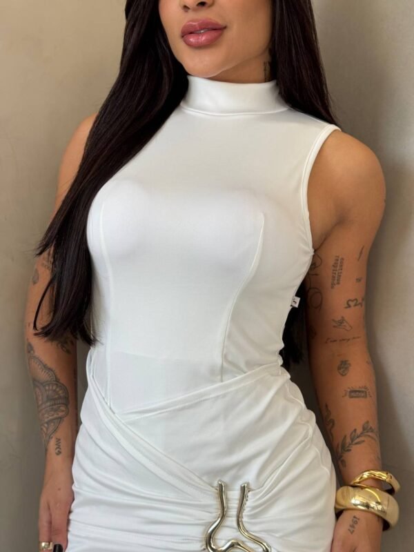 Vestido/macaquinho Luiza com Detalhe Branco - Imagem 5