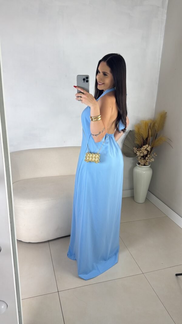 Vestido Longo Flower Azul - Imagem 3