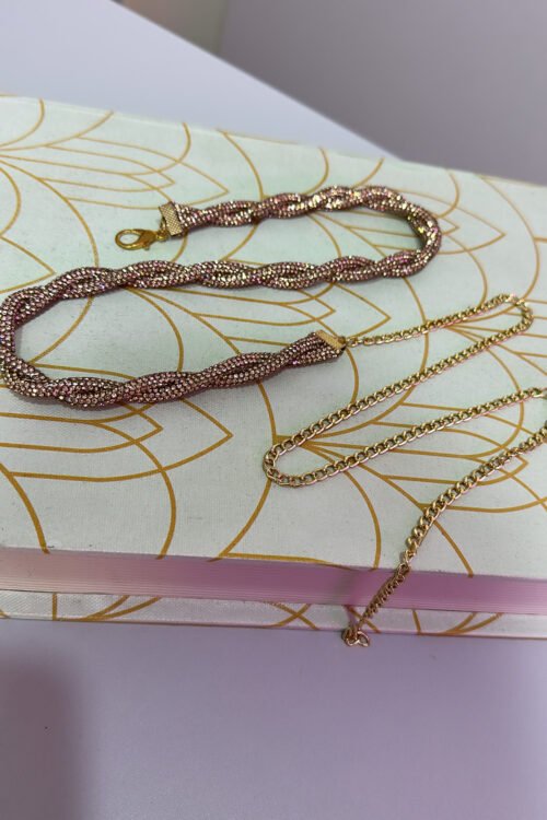 Cinto Corda Strass Dourado