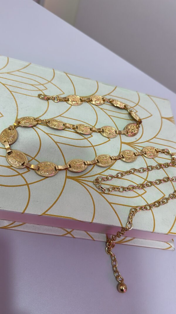 Cinto Corrente Moeda Mandala Dourado - Imagem 4