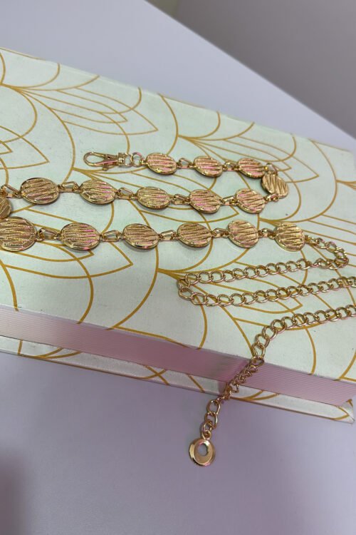 Cinto Corrente Círculo Zigzag Dourado