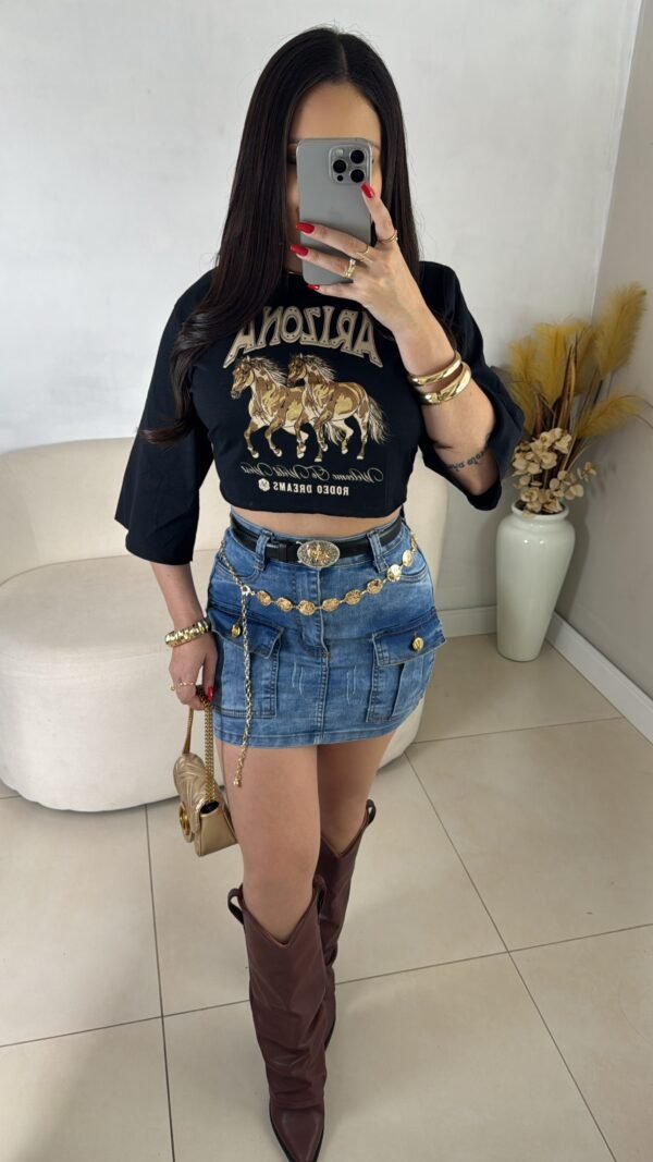 Cropped T-shirt Arizona Preto - Imagem 2