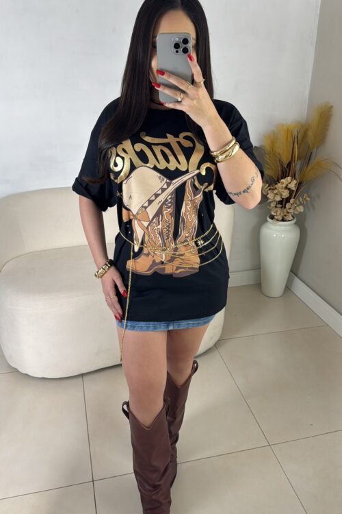 Max T-shirt Country Bota Preta