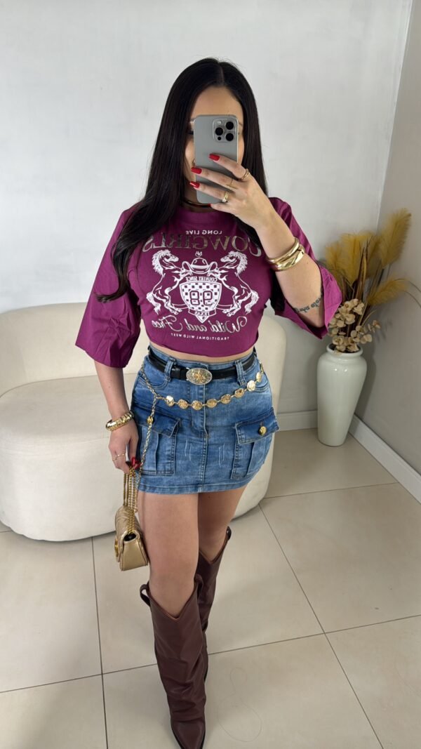 Saia Jeans Cargo Bolsos - Imagem 9