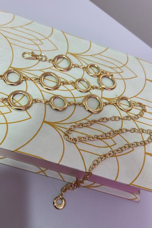 Cinto Corrente Círculo Vazado Dourado