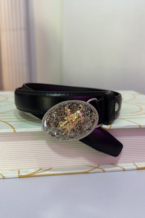 Cinto Fivela Rodeio Prata com Dourado