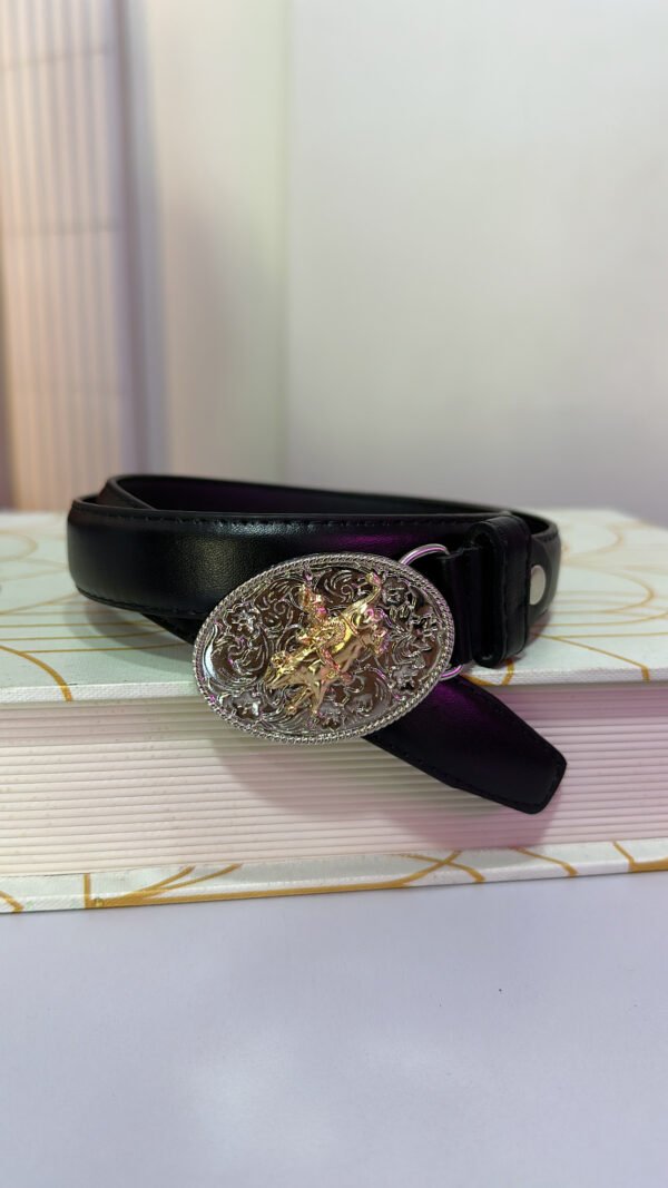 Cinto Fivela Rodeio Prata com Dourado