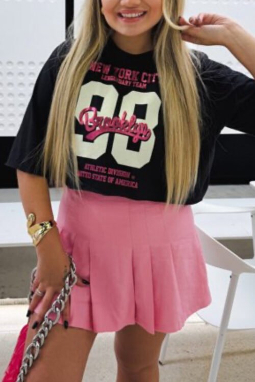 Cropped T-shirt Brooklyn Metalizada Pink