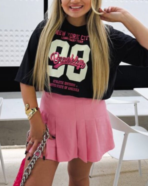 Cropped T-shirt Brooklyn Metalizada Pink