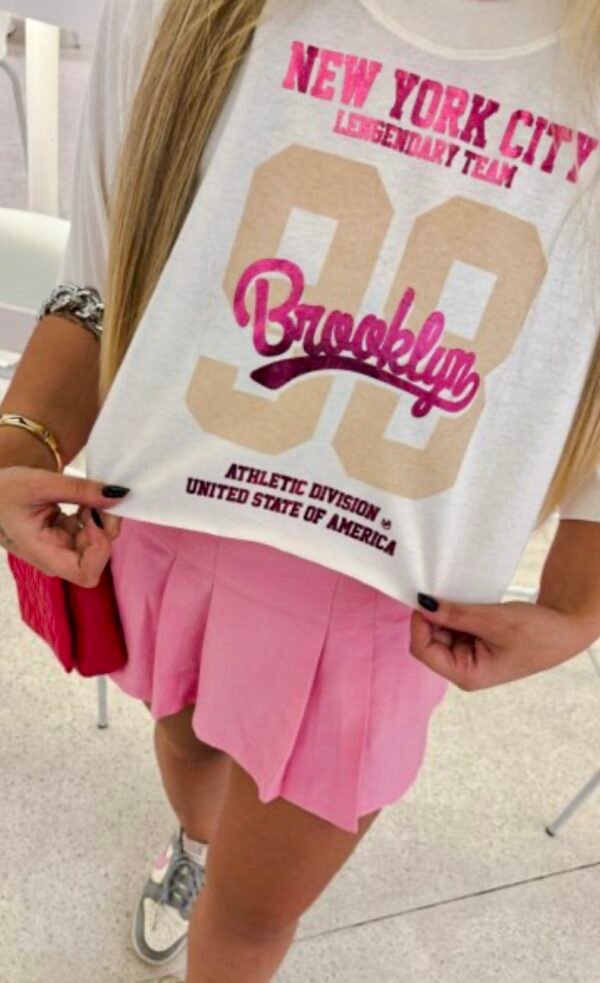 Cropped T-shirt Brooklyn Metalizada Pink - Imagem 5