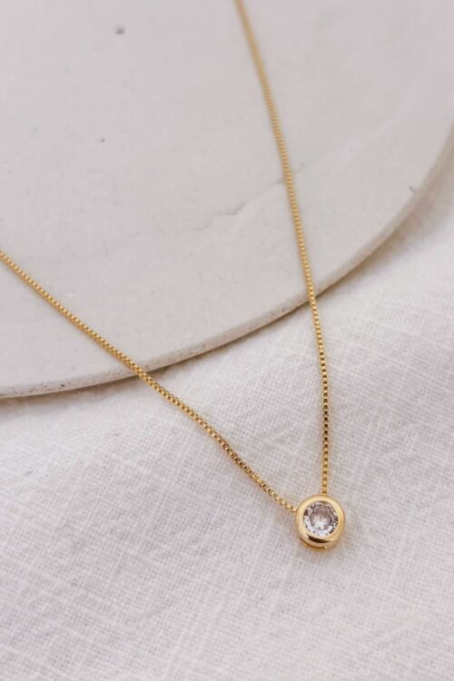 Colar Zircônia Ponto Luz Dourado