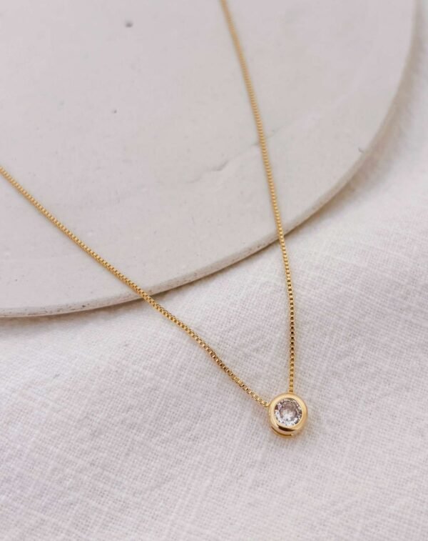 Colar Zircônia Ponto Luz Dourado