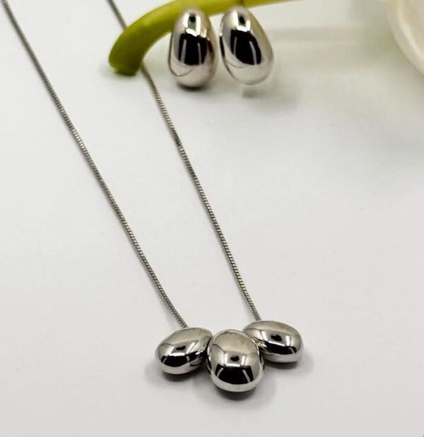 Conjunto de Brinco + Colar Seed Prata