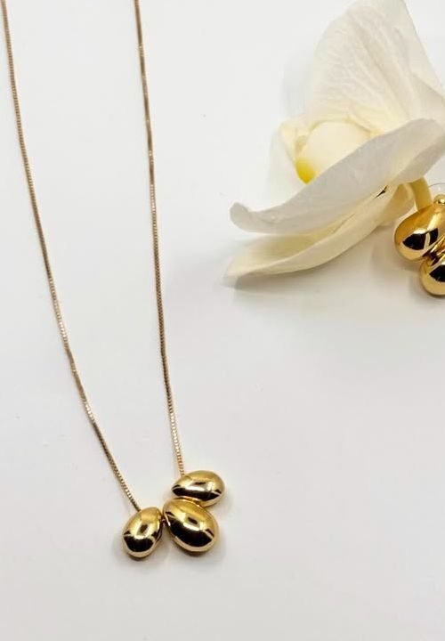 Conjunto de Brinco + Colar Seed Dourado