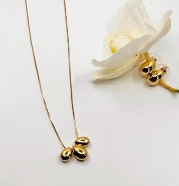 Conjunto de Brinco + Colar Seed Dourado