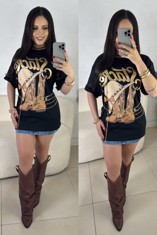 Max T-shirt Country Bota Preta