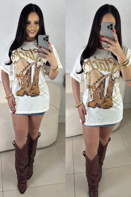 Max T-shirt Country Bota Branco