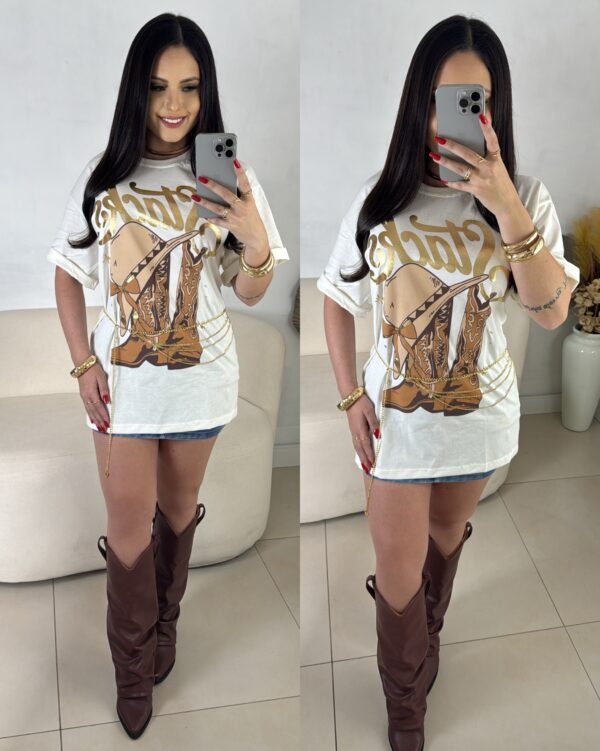 Max T-shirt Country Bota Branco