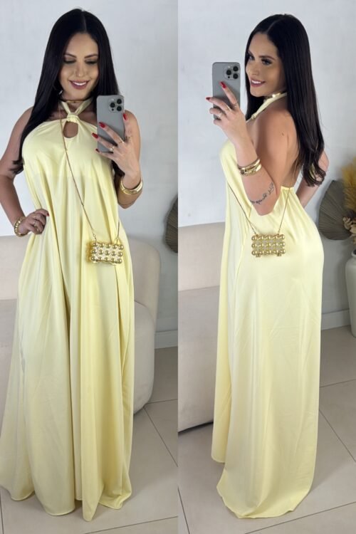Vestido Longo Flower Amarelo