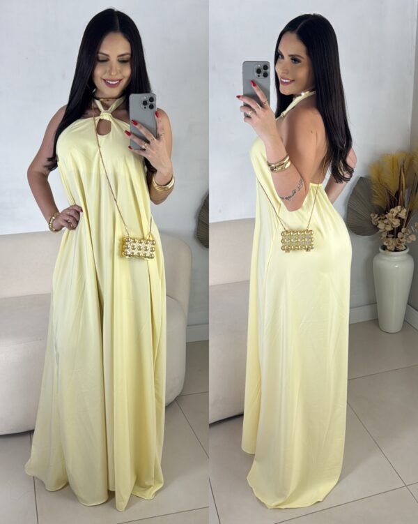 Vestido Longo Flower Amarelo
