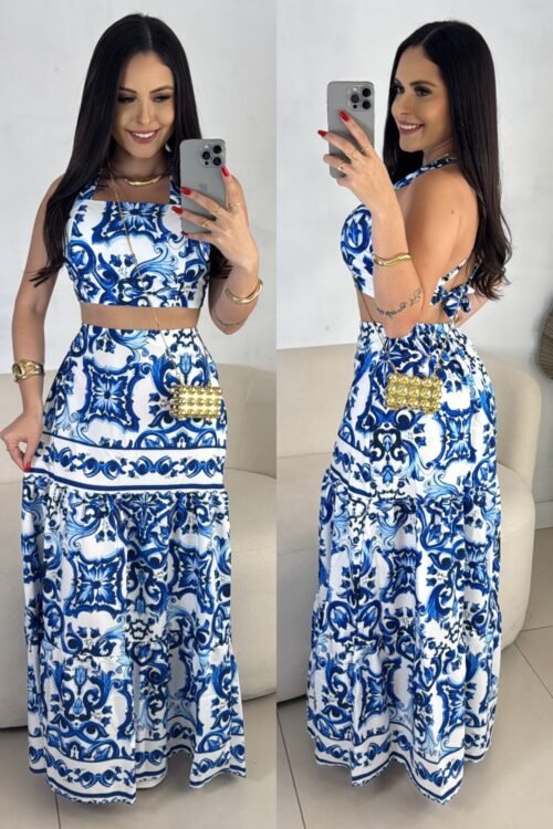Conjunto Longo Estampado Rubia Azul