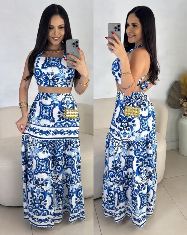 Conjunto Longo Estampado Rubia Azul