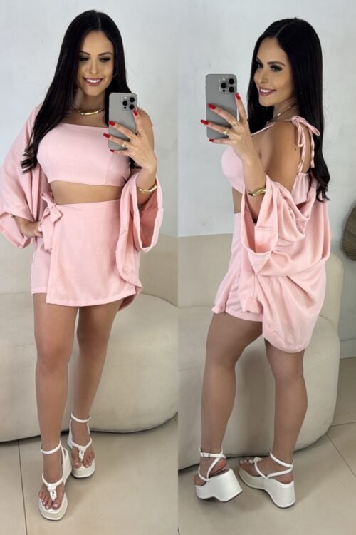 Conjunto Kimono 3 Peças Rosa